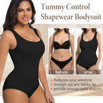 ONEW Womens Shapewear Bodysuits Tummy Control Body Shaper Seamless Sleeveless Waist Trainer for Women Scoop Neck Going out Tops,Black,Large