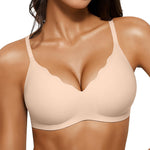 Popilush Wireless Bras for Women No Underwire Seamless Bralettes Everyday Comfort Tshirt Padded Bra Nude