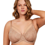 HSIA Minimizer Bras for Women Full Coverage, Unlined Lace Sexy Plus Size Underwire Bra for Large Breasts Taupe Beige
