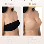 Vertvie Strapless Bra for Large Breast No Show Push Up Non-Slip Bandeau Bra(Praline,36C,Wireless)