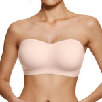 Vertvie Womens Strapless Bra Jelly Push Up Seamless Bandeau Bra Wireless Non Slip Silicone Tube Top Bras Padded Bralette(Nude,Small)
