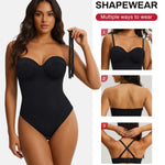 Nebility Strapless Shapewear Bodysuit for Women - Thong Body Suits Tummy Control Tube Top Underwire Lace Corset with Removable Strap