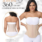 SHAPSHE Waist Trainer for Women Tummy Control Cincher Corset Shapewear Working Out Body Shaper with Hooks Tan L