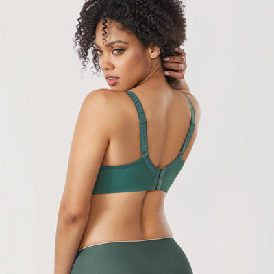 DELIMIRA Women's Plus Size Full Coverage Underwire Unlined Minimizer Lace Bra Midnight Emerald 36E