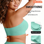 Vertvie Strapless Bra Wireless Non-Slip Push Up Bandeau Bras for Women Full Support Tube Tops Padded Bralette S-Large Breasts(Mint Green,Medium)