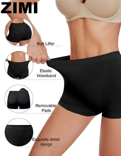 Zimi Collection Butt Lifter Panties for Women Padded Underwear Seamless Booty Pads Enhancer Shapewear Butt Lifting Panty Black L