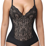SHAPERIN Sexy Lace Shapewear Bodysuit for Women Tummy Control Body Suit Corset Bustier Top Body Shaper