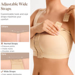 BRABIC Compression Bra Post Surgery - Mastectomy Bras for Women Front Closure with Removable Breast Support Band (Beige,Large)