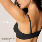 OEAK Womens Comfortable Triangle Bras No Underwire Sexy Plunge Unlined Bralette Pull On Bra Seamless Everyday Tshirt Bras Black,XL