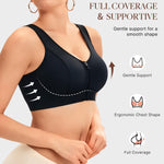 BRABIC Front Closure Post Surgery Bras for Women Wireless Compression Bra with Zipper Black, XX-Large