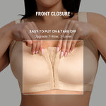 FeelinGirl Compression Bras for Women Post Surgery Front Closure Surgical Bra Wirefree Beige Small