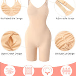 Women's Seamless Shapewear Tummy Control Bodysuit Body Shaper V Neck Seamless Butt Lifter Full Shaping Bodyshapers (Nude+Nude,Medium)