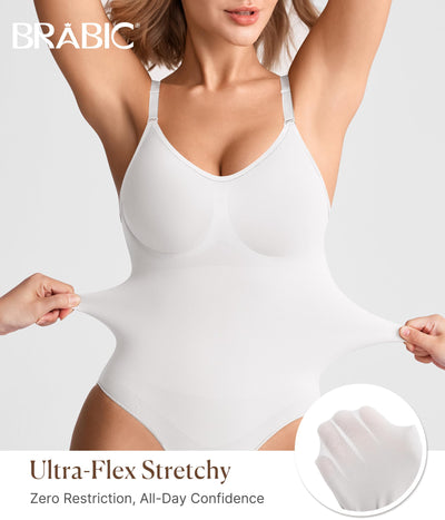 BRABIC Tummy Control Shapewear for Women Seamless Shapewear Bodysuit Body Shaper Waist Trainer Body Suit(White, Medium)