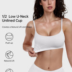 OEAK Womens Comfortable Bras No Underwire Cami Bra Seamless Unlined Bralettes Scoop Neck Unpadded Everyday Sports Tshirt Bra White L