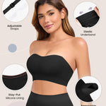 Finduself Strapless Bras for Women Non-Slip Padded Bandeau Bra Wireless Tube Top Bra Including Clear Straps