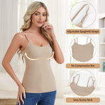 MISS MOLY Camisole Top for Women Shapewear Tummy Control Seamless Tank Top Body Shaper Scoop Neck Compression Cami Smoother with Adjustable Spaghetti Straps Nude Medium