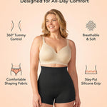 SHAPERMINT Tummy Control Shapewear - Body Shaper Tummy Control Boyshort, Body Shaper for Women, Plus Size Shapewear Black
