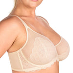 HSIA Minimizer Bras for Women Large Bust Full Coverage Lace Plus Size Bra - Mermaid Scales Light Beige