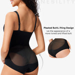 Nebility Shapewear Bodysuit for Women Tummy Control Waist Trainer Backless Body Shaper V-Neck with Built in Bra(Black,Small)