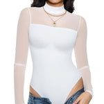 Nebility Women Long Sleeve Bodysuit Turtleneck - Mesh Shapewear Body Suit Tops Thong Going Out Tops Fall Outfits