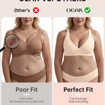 OEAK Womens Comfortable Deep V Bras Support Bralettes Low Cut no Underwire Bra Push Up Plunge Seamless Tshirts Bras Skin Color XXL