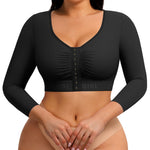 FeelinGirl Arm Compression Sleeve Women Arm Shaper Post Surgery Post Surgery Front Closure Bra Black M