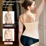 LODAY Compression Tank Tops for Women Tummy Control Shapewear Seamless Body Shaper Workout V-Neck Camisole Cami Tops(Beige, Medium)