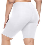 VOGUEMAX Women's Plus Size Short Leggings Stretchy Slip Shorts Mid Thigh Lightweight Pants White
