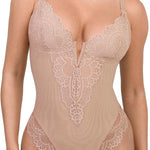Popilush Shapewear Bodysuits for Women Lace Corset Tops Tummy Control V Neck Sleeveless Body Suit Thongs