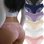 DHFBABY Sexy Cheeky Womens Underwear Comfortable Seamless Panties Luxurious Lace Bikini Briefs (US, Alpha, Large, Regular, Regular, A-6 Pack-6 Color)