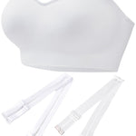 PRETTYWELL Strapless Bra for Women Comfort Non-Slip Seamless Padded Bandeau Bras Wireless Tube Top Bra with Multi-Way Straps White