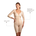 Isavela Full Body Suit Mid Thigh Length Plastic Surgery Compression Garment W/Bra (BB09) (LG, Black)