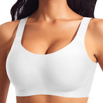 Womens Wireless Jelly Bras Plus Size No Underwire Seamless Full Coverage Comfortable Everyday Bra with Medium Support (White, 4X-Large)