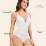 Irisnaya Backless Bodysuits for Women Tummy Control Lace Shapewear Body Suit with Built in Bra