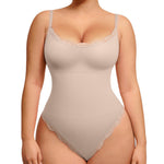 Lover-Beauty Lace Shapewear Bodysuits for Women Tummy Control Breathable Thong Seamless with Removable Cups Beige X-Small-Small