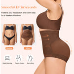 CYDREAM Shapewear for Women Tummy Control Panties High Waisted Butt Lifting Panties Faja Body Shaper (Brown, Large)
