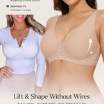 Wireless Bras for Women Push Up Seamless Bra Comfy Supportive Bralettes Deep V Comfortable Tshirt Bra No Underwire Beige