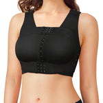 BRABIC Front Closure Post Surgical Compression Everyday Bra for Women Mastectomy with Removable Breast Support Band Black