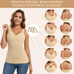 JOYSHAPER Compression Halter Tops with Built in Bra Tummy Control Shapewear Camisoles for Women Body Shaper V-Neck Camisole Top Nude XL