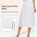 Vlazom Women's Satin Half Slip for Under Dress Long Underskirt Soft Under Slips for Women Under Dresses White Size Small