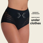 Leonisa Women's No Show Invisible Comfy Tummy Control Classic Panty,Black,Medium