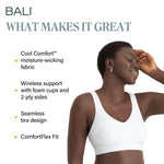 Bali Women's Comfort Revolution Shaping Wirefree Bra, White, Small