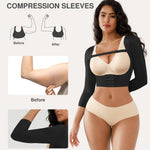 Arm Shaper for Women Post Surgery Arm Lipo Compression Sleeves Front Closure Posture Corrector Black X-Large