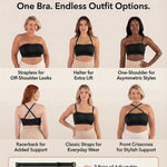 SHAPERMINT Strapless Bra, Wireless Non-Slip Bandeau, Convertible Straps, Molded Strapless Bras for Women S to Large Breasts Black