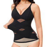 Nebility Compression Tanks for Women Shapewear Tank Tops Tummy Control Body Shaper V Neck Mesh Camisole (Black, XX-Large)