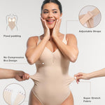 Lover-Beauty Seamless Shapewear Bodysuits for Women Tummy Control Body Suits Deep V Neck Thong Shaper Skin Medium-Large