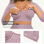 FeelinGirl 3/4 Sleeve Arm Shaper Tops Arm Garments after Lipo Breast Lifter Post Surgical Compression Bra Purple S