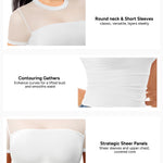 Nebility Womens Mesh Sheer Tops Short Sleeve Tee Crewneck Crop Top Going Out Date Outfits Fashion Clothes 2026（X-Large,White）