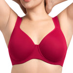 HSIA Bras for Women Minimizer Full Coverage, Plus Size T Shirt Unlined Underwire Smooth Bra, Seamless Cups Joan Ultimate Soft Coral Red