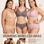 Gailife Womens Deep V Jelly Bras Wireless Mesh Comfortable Bralette Supportive No Underwire Bras Seamless Push Up Plunge Bra -BK,XL Midnight Black
